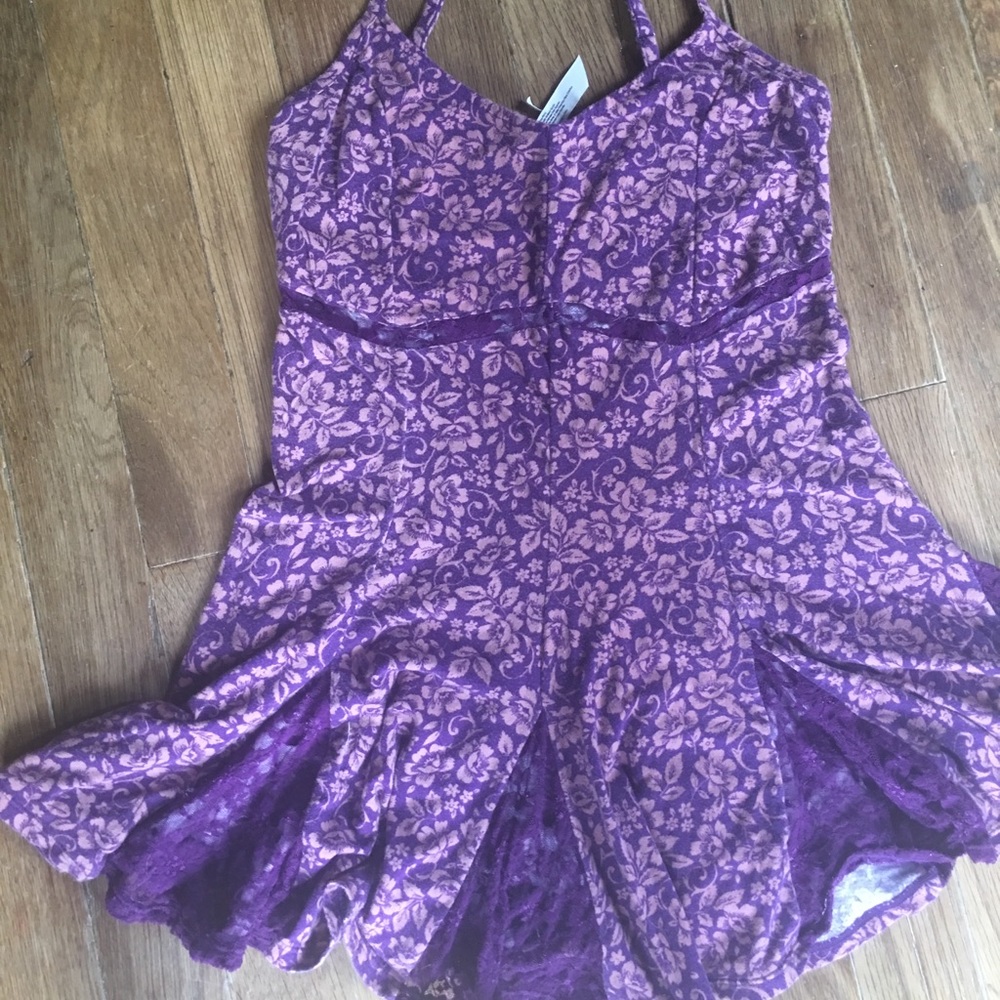 Free People Nighty with lace cheerleader pleats